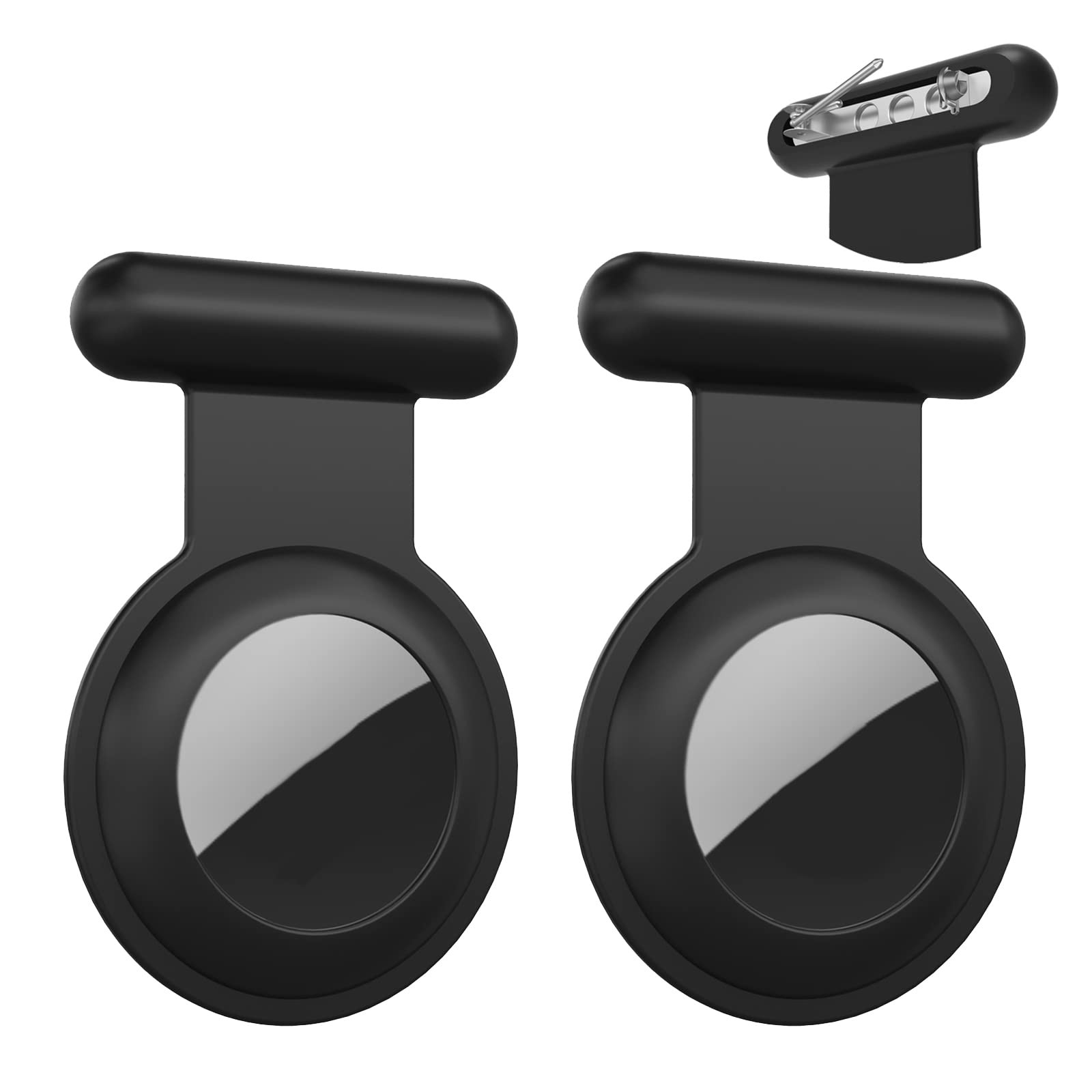 AirTag Holder with Safety Pin(2 Pack, Black), Hidden Wearable AirTag Case with Badge Brooch Clip for Clothes of Kids, Teens, Toddler. Compatible with Apple Air Tag GPS Tracker | Amazon (US)