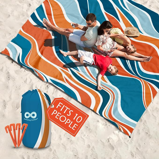 Everlasting Comfort Large Beach Blanket Waterproof & Sandproof - 128” x 108” /10.7ft x 9ft - ... | Amazon (US)