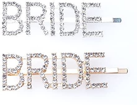 Sowaka BRIDE Hair Pin 2 Pcs Gold Silver Metal - Bride Accesories - Bride Outfit - Bachelorette Party | Amazon (US)