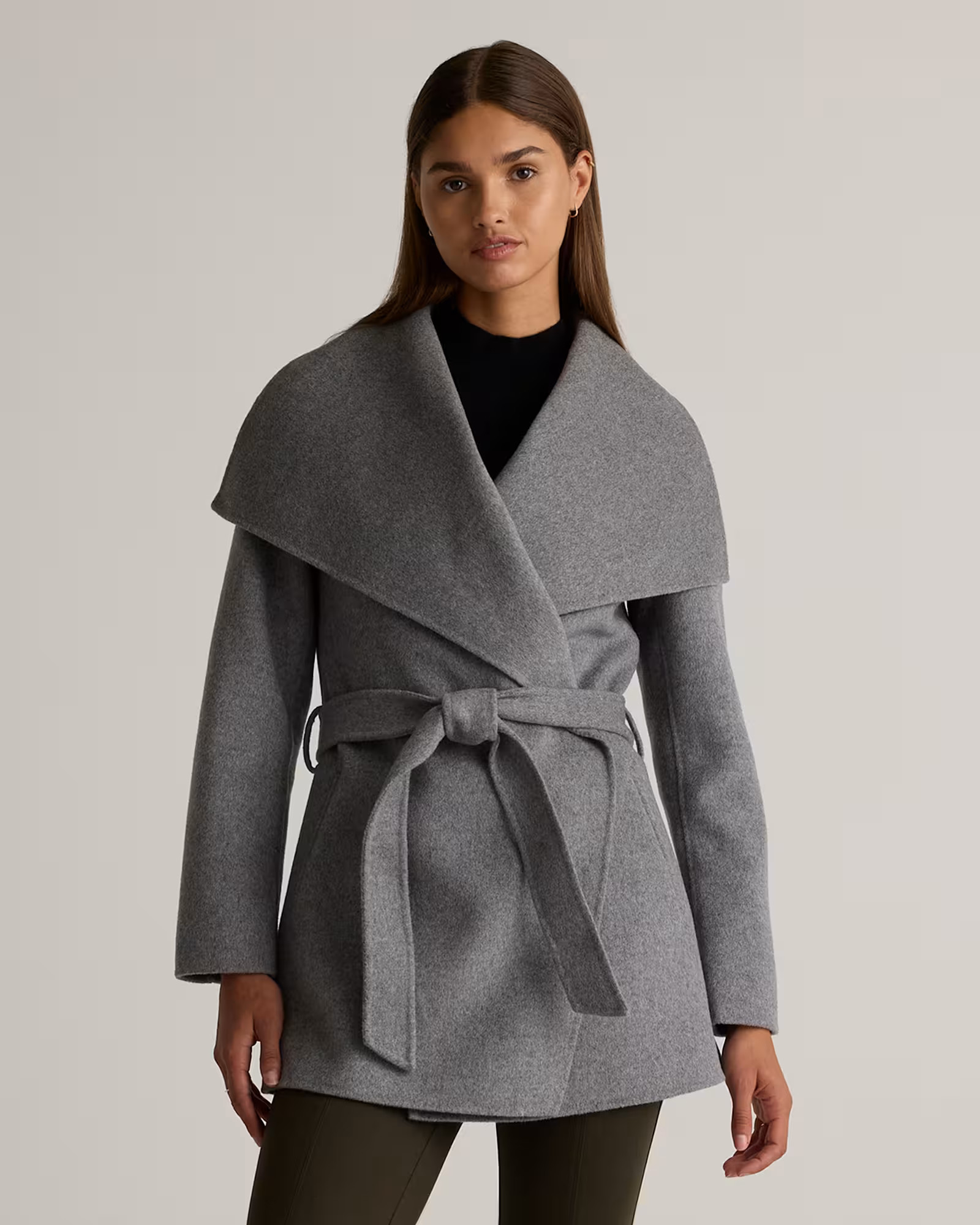 Double-Faced Merino Wool Draped Collar Short Wrap Coat | Quince