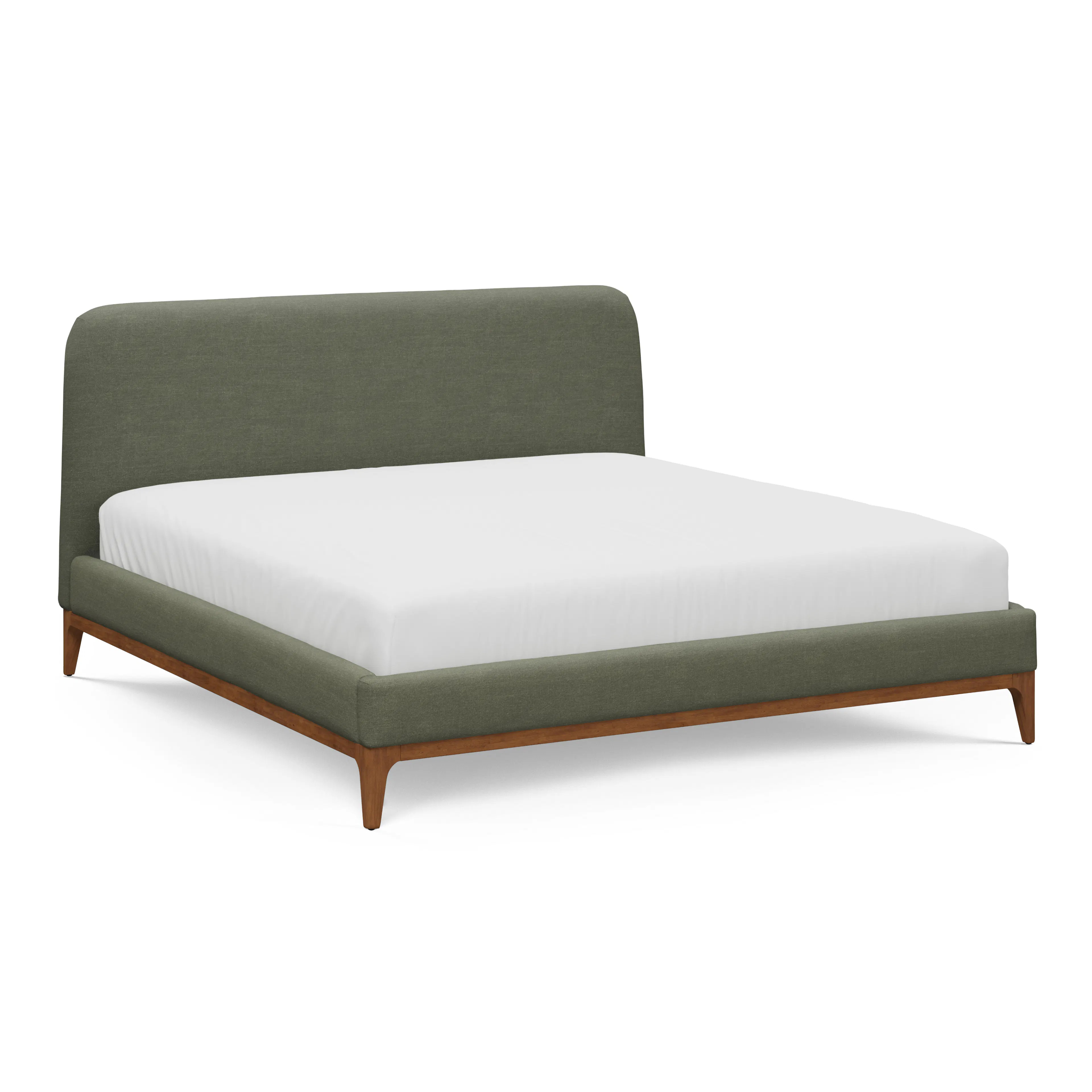 Rosin King Upholstered Bed - Smoked Oak and Welsh Green | Article