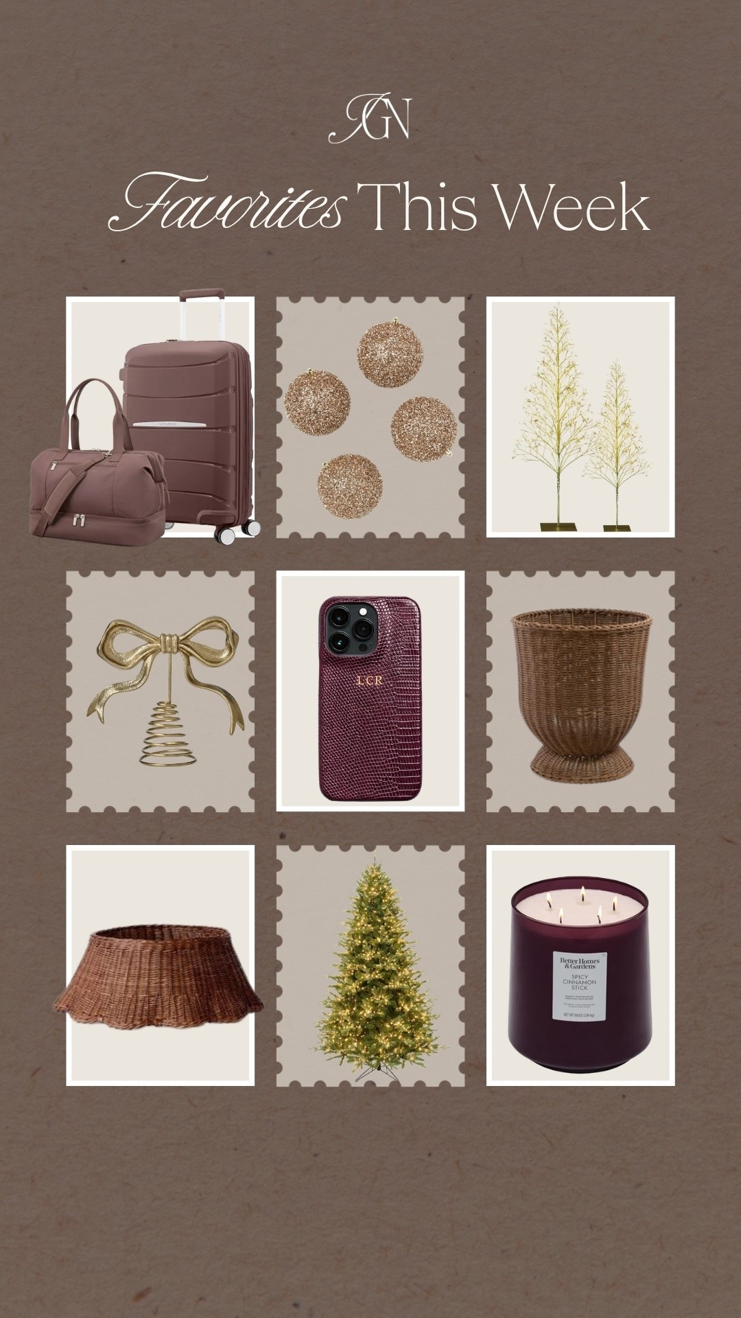 Favorited from this week 🤎 from luggage to Christmas decor these were this weeks picks ✨

#trending #christmasdecor #treetopper #christmastree #christmascandle #phonecase #macys #target #walmart #amazon