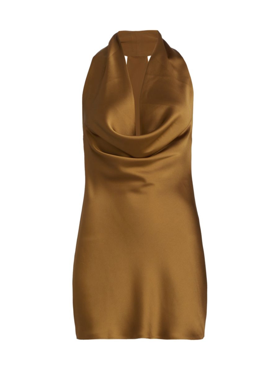 Shop Norma Kamali Satin Cowlneck Minidress | Saks Fifth Avenue | Saks Fifth Avenue