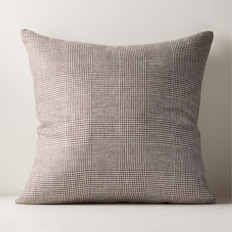 Linen Houndstooth Modern Throw Pillow with Feather-Down Insert 23'' | CB2 | CB2