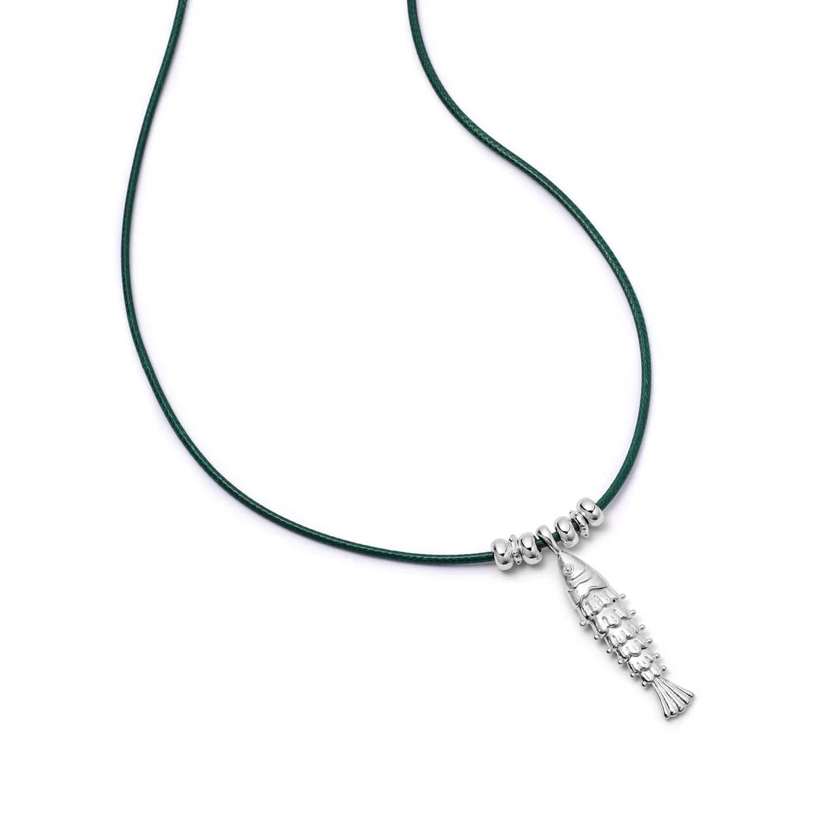 Polly Sayer Tidal Fish Cord Necklace Silver Plate | Daisy London Jewellery