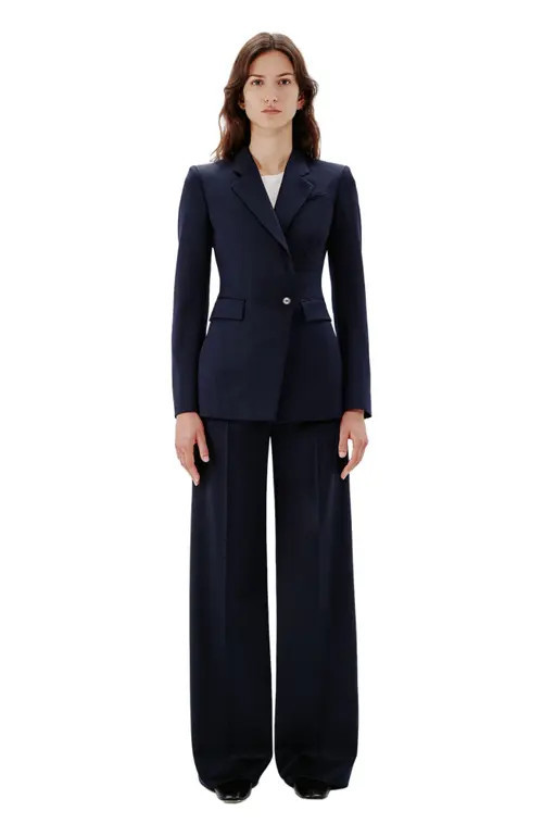 Another Tomorrow SEAMED WAIST JACKET in Navy at Nordstrom, Size 36 It | Nordstrom
