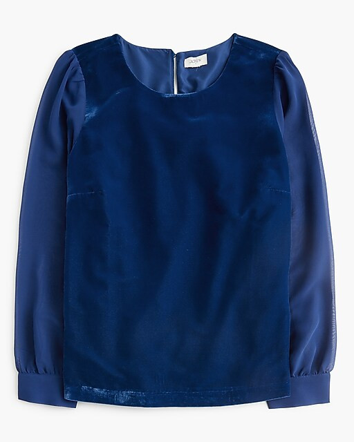 Velvet puff-sleeve top | J.Crew Factory
