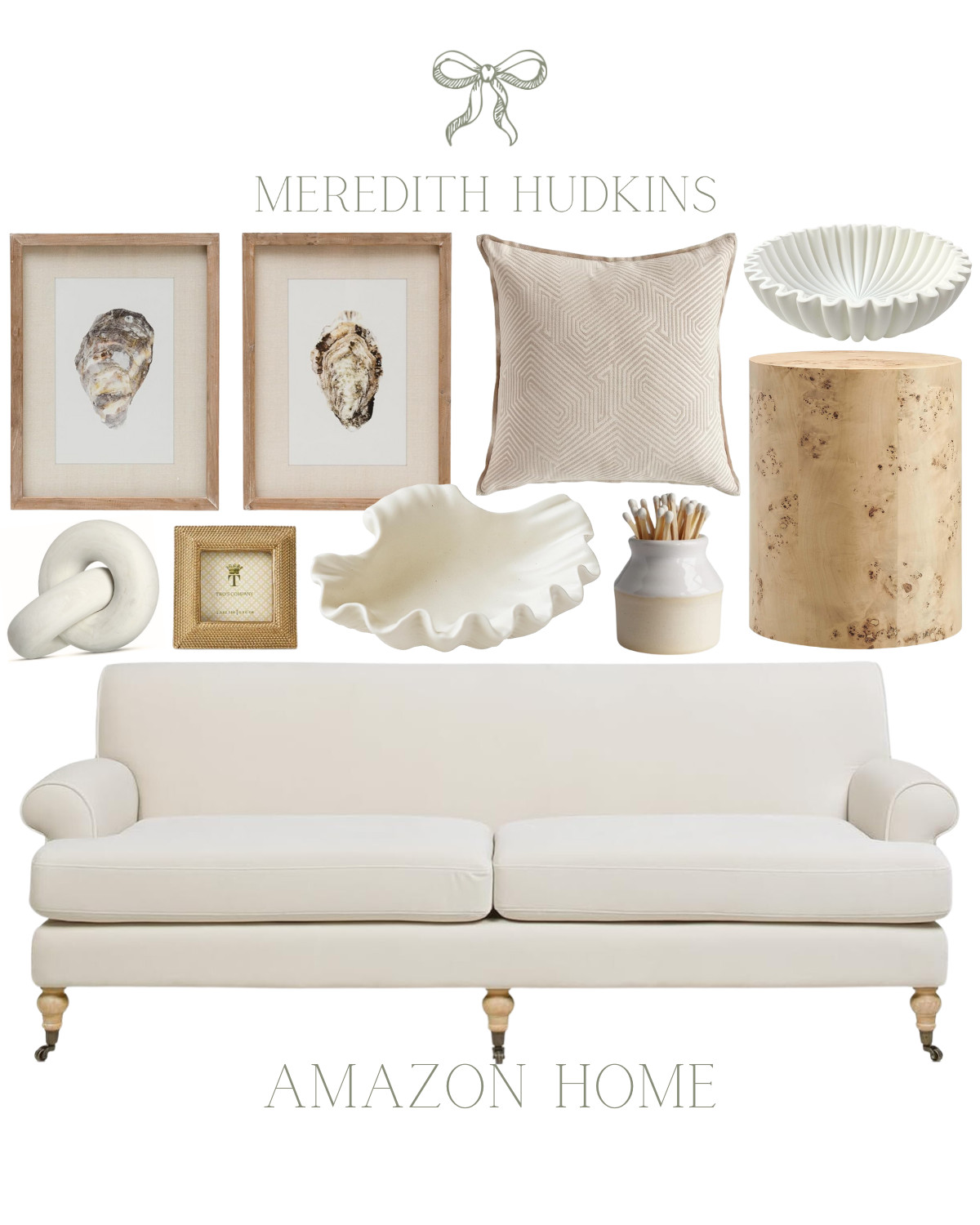 Creative Co-Op Wood Framed Wall Décor with Oyster Print, Multicolor, Set of 4 | Amazon (US)