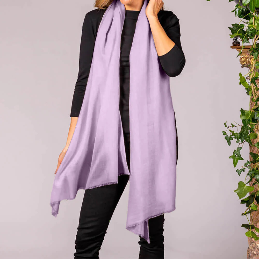 Pastel Lilac Cashmere and Silk Wrap | Black