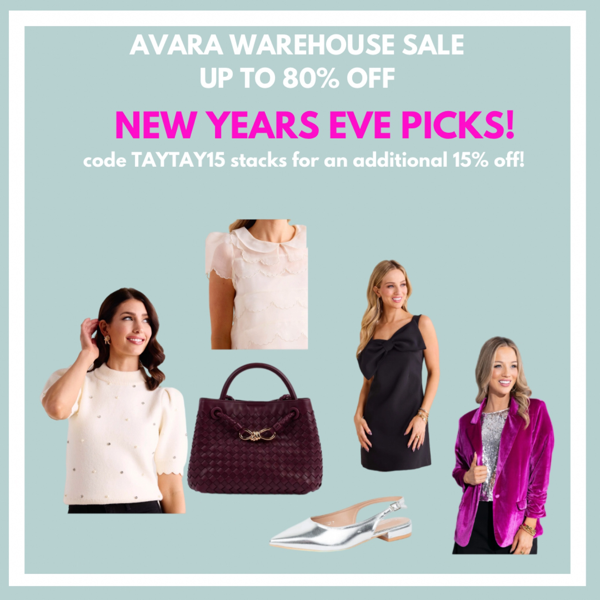 new styles added to the Avara warehouse sale! So much from their holiday collection that would be perfect for NYE!! use code TAYTAY15 for an additional 15% off!

#LTKHoliday #LTKFindsUnder50 #LTKSaleAlert