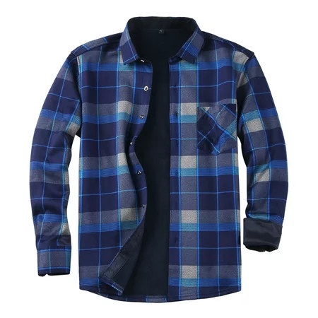 kpoplk Mens Flannel Shirt Long Sleeve Flannel Shirt for Men Casual Button up Brushed Soft Cotton Shirt Regular Fit with Pockets Navy XL | Walmart (US)