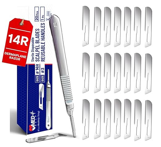14R Blades Dermaplaning Scalpels with Dermaplane Handle, Pack of 21 Dermaplane Razor for Women Fa... | Amazon (US)
