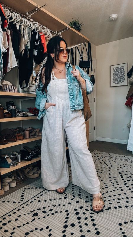 The cutest midsize spring outfit from @freepeople ! Perfect for the farmers market 
Wearing a large in the linen lightweight overalls
Large in my fave denim jacket 
Sized up a 1/2 size in my birk sandals 
#freepeoplepartner 

#LTKmidsize #LTKSeasonal #LTKstyletip
