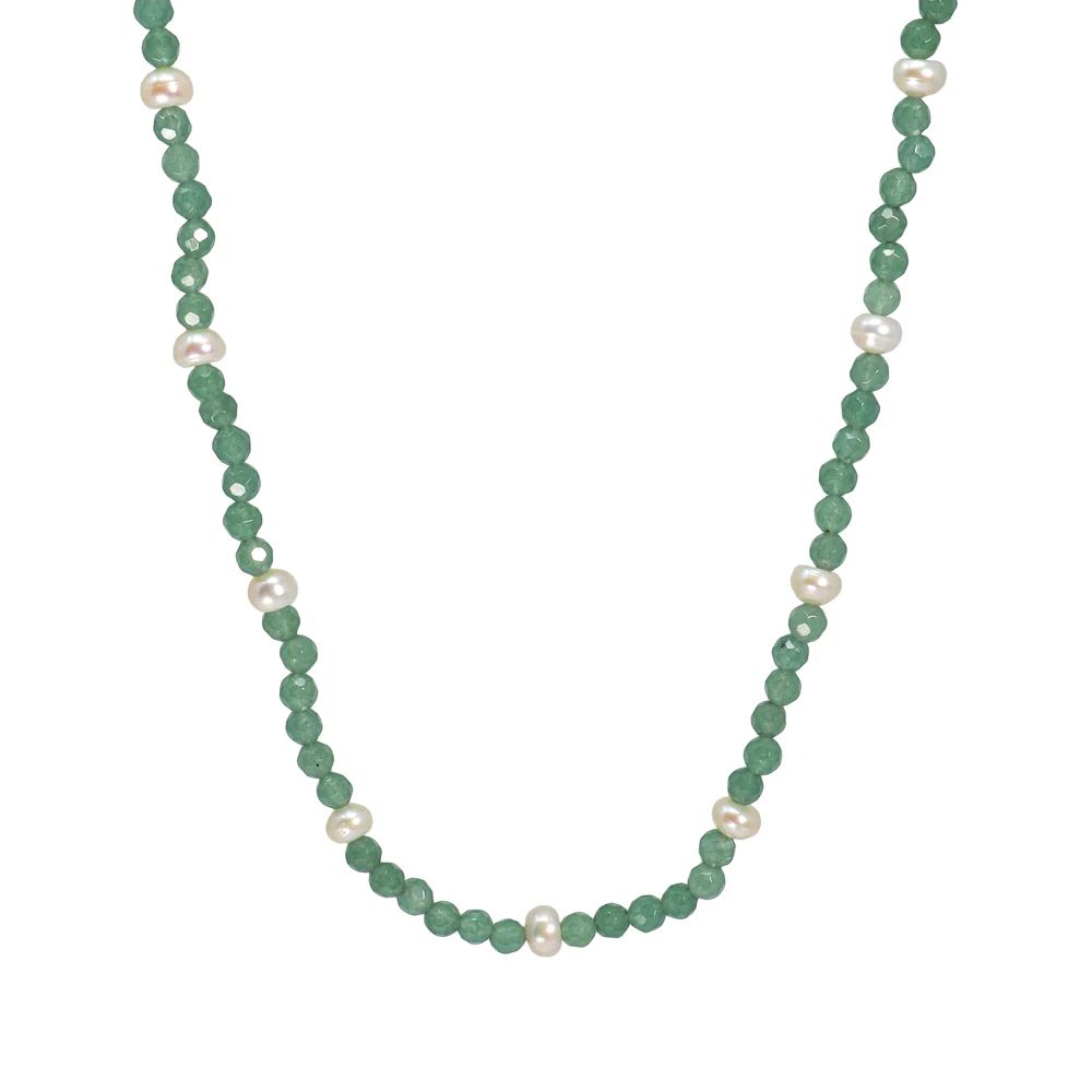faceted green aventurine & button pearl necklace | Dogeared