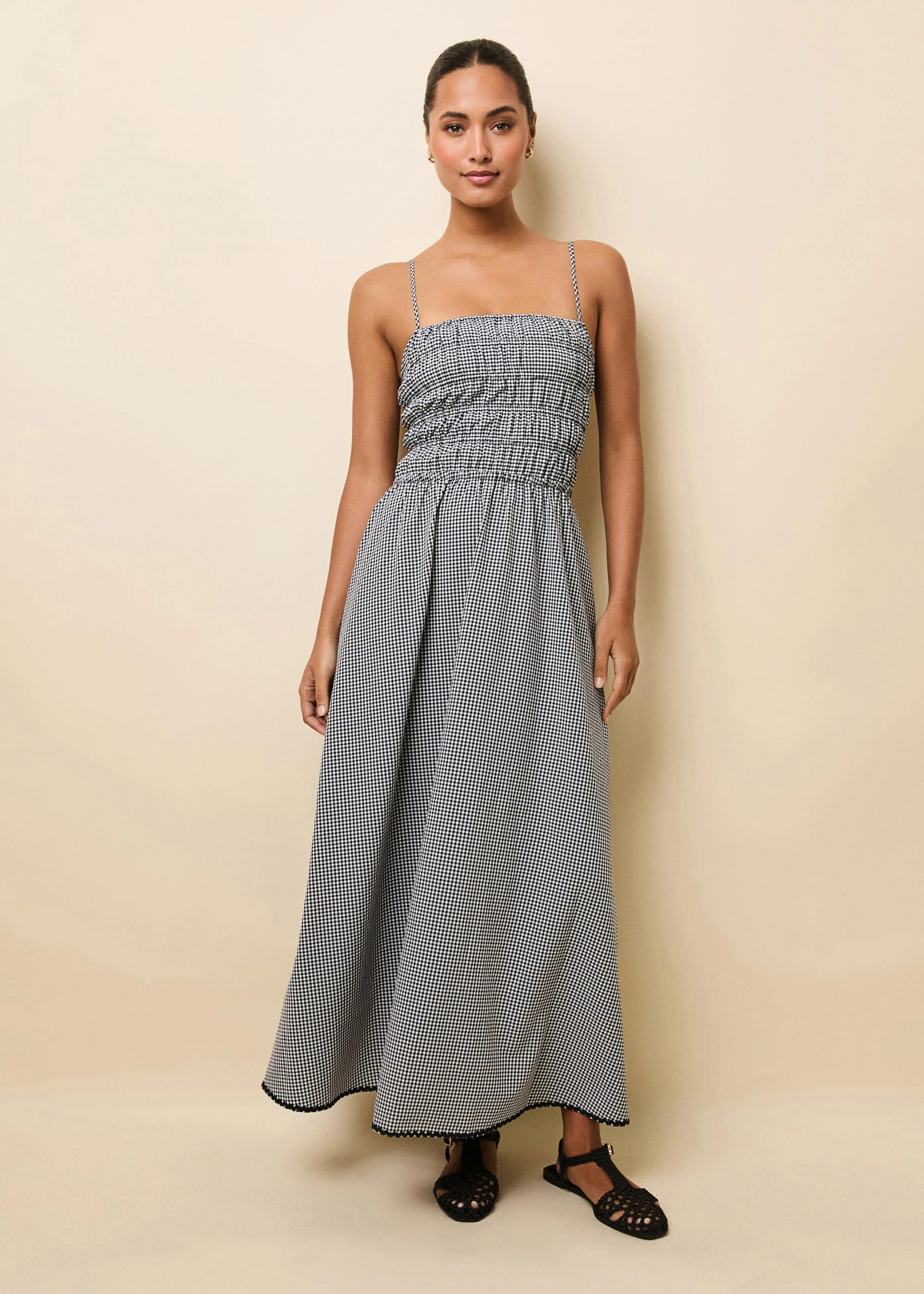 Delta Midi Dress Noir Gingham | Solid & Striped