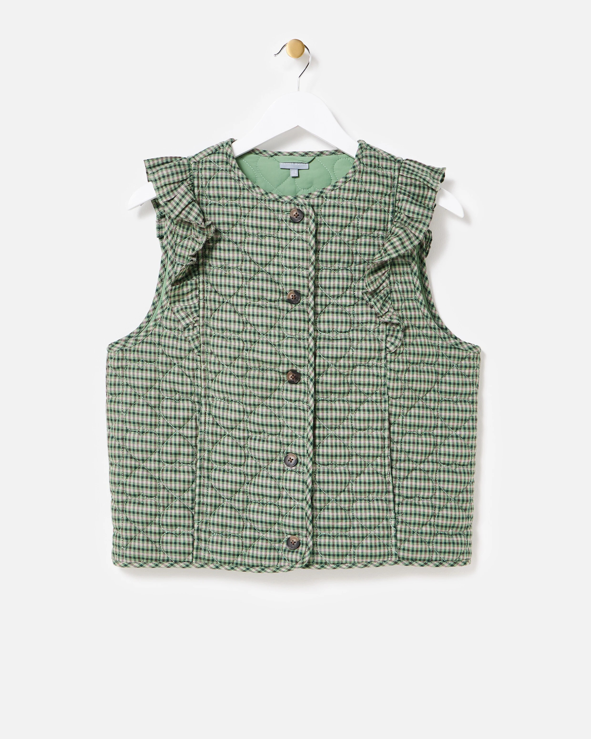 Green Checked Heart Quilted Gilet | Oliver Bonas | Oliver Bonas (Global)