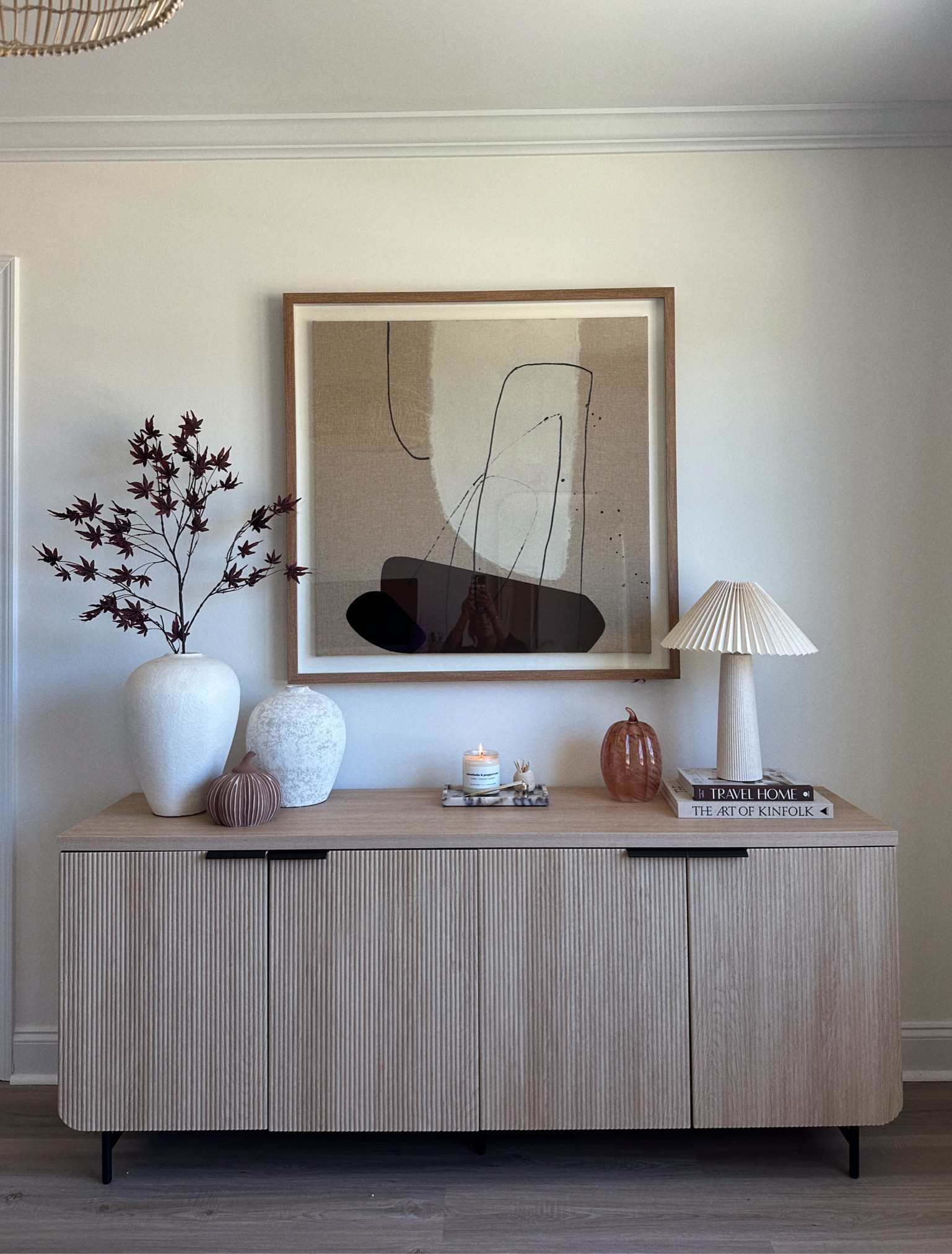 Console table styling. Buffet table. Fall stems. Fall pumpkins. Neutral home 

#LTKSeasonal #LTKHome #LTKStyleTip