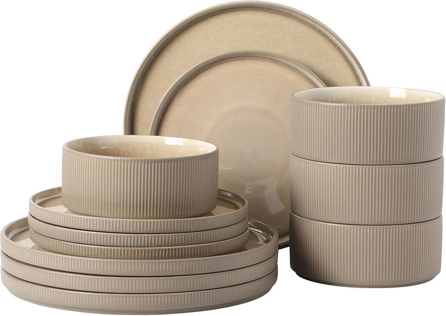 Gibson Elite Redrock Canyon 12-Piece New Bone China Dinnerware Set Service for 4, Reactive Glaze ... | Amazon (US)
