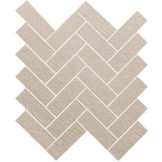 Florida Tile Home Collection Seville Beige 12 in. x 15 in. x 9 mm Matte Porcelain Herringbone Mos... | The Home Depot