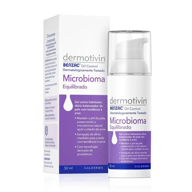 Gel Creme Hidratante Dermotivin Benzac Oil Control Microbioma Equilibrado Pele com Acne 50ml | DrogaRaia (BR)