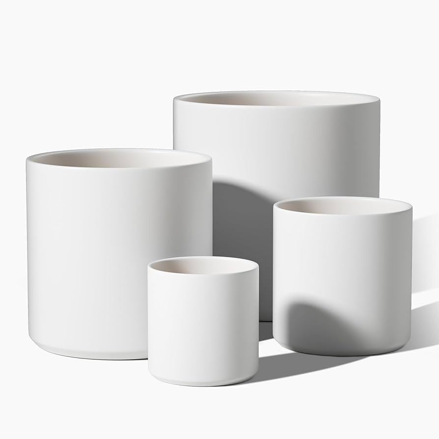 LE TAUCI Large Plant Pots Set, 12/10/8/6 Inch Ceramic Planters for Indoor Plants, Mid-Century Mod... | Amazon (US)
