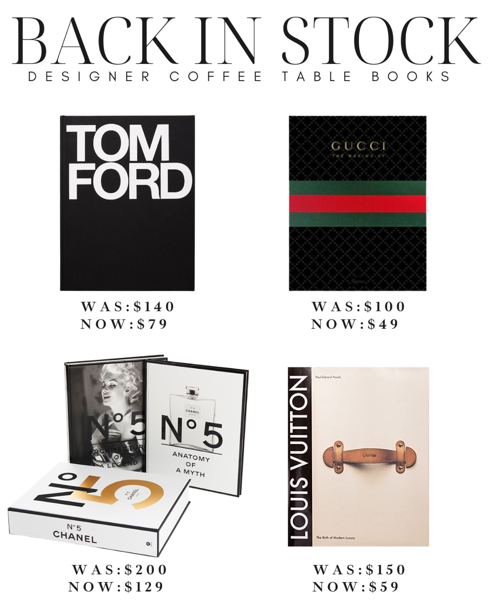 designer louis vuitton, gucci, chanel coffee table books