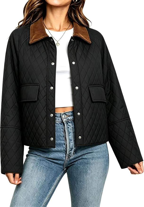 Womens Quilted Lightweight Jacket fall Puffer Coat with Pockets | Amazon (US)