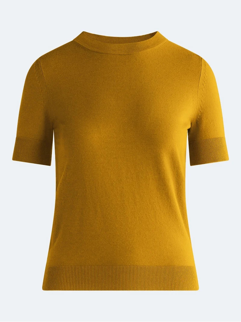 Free Assembly Women's and Women's Plus Cozy Yarn Sweater Tee with Short Sleeves, Sizes XS-4X | Walmart (US)