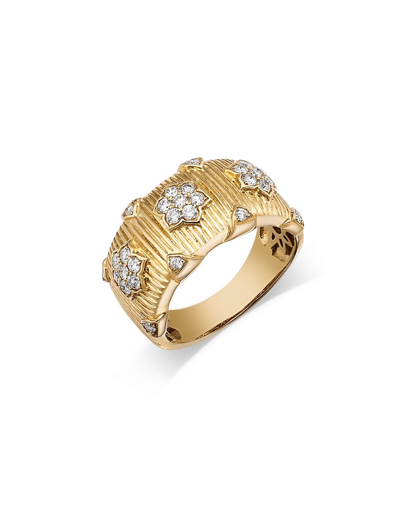 Bloomingdale's Fine Collection Diamond Band Ring with Flowers in 14K Yellow Gold, 0.43 tcw | Bloomingdale's (US)