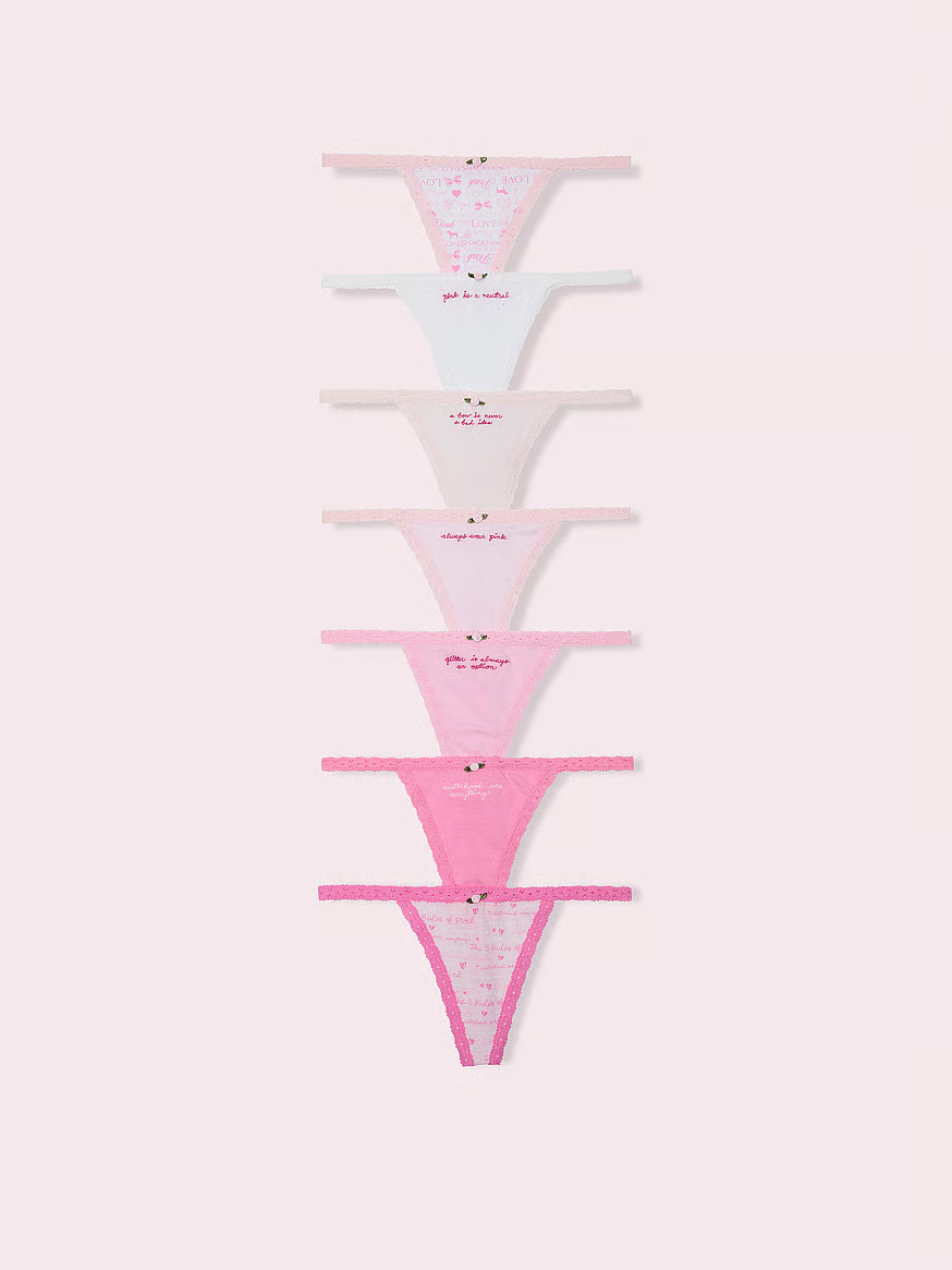 Buy PINK x LoveShackFancy Rules of Pink 7-Pack V-String Panties, Rules Of Pink Pack - Order Panti... | Victoria's Secret (US / CA )
