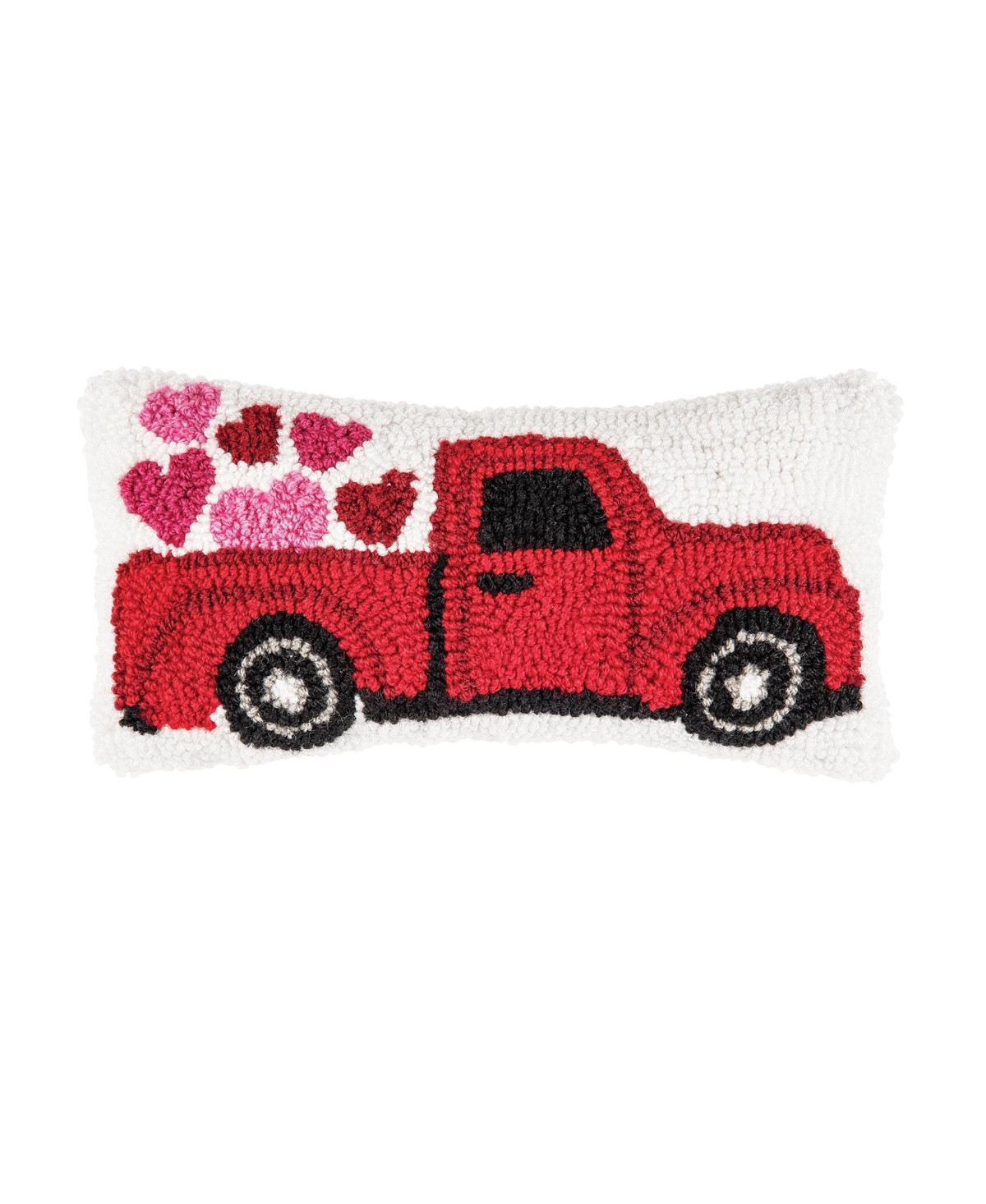 6" x 12" Valentine's Day Heart Truck Petite Small Hooked Accent Throw Pillow - Red | Macy's