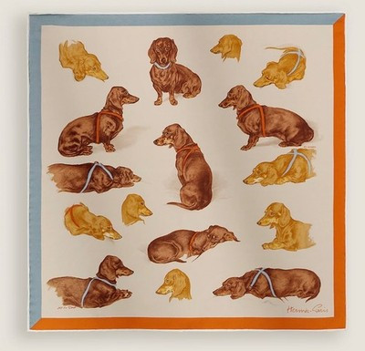 Hermès Les Bassets Carre 45 Scarf, Designed by Xavier de Poret | eBay US