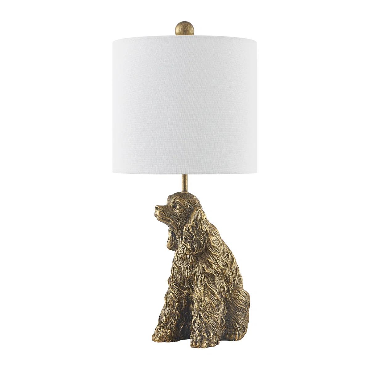 21" Antique Gold Resin King Charles Cavalier Table Lamp With Shade | Wayfair North America