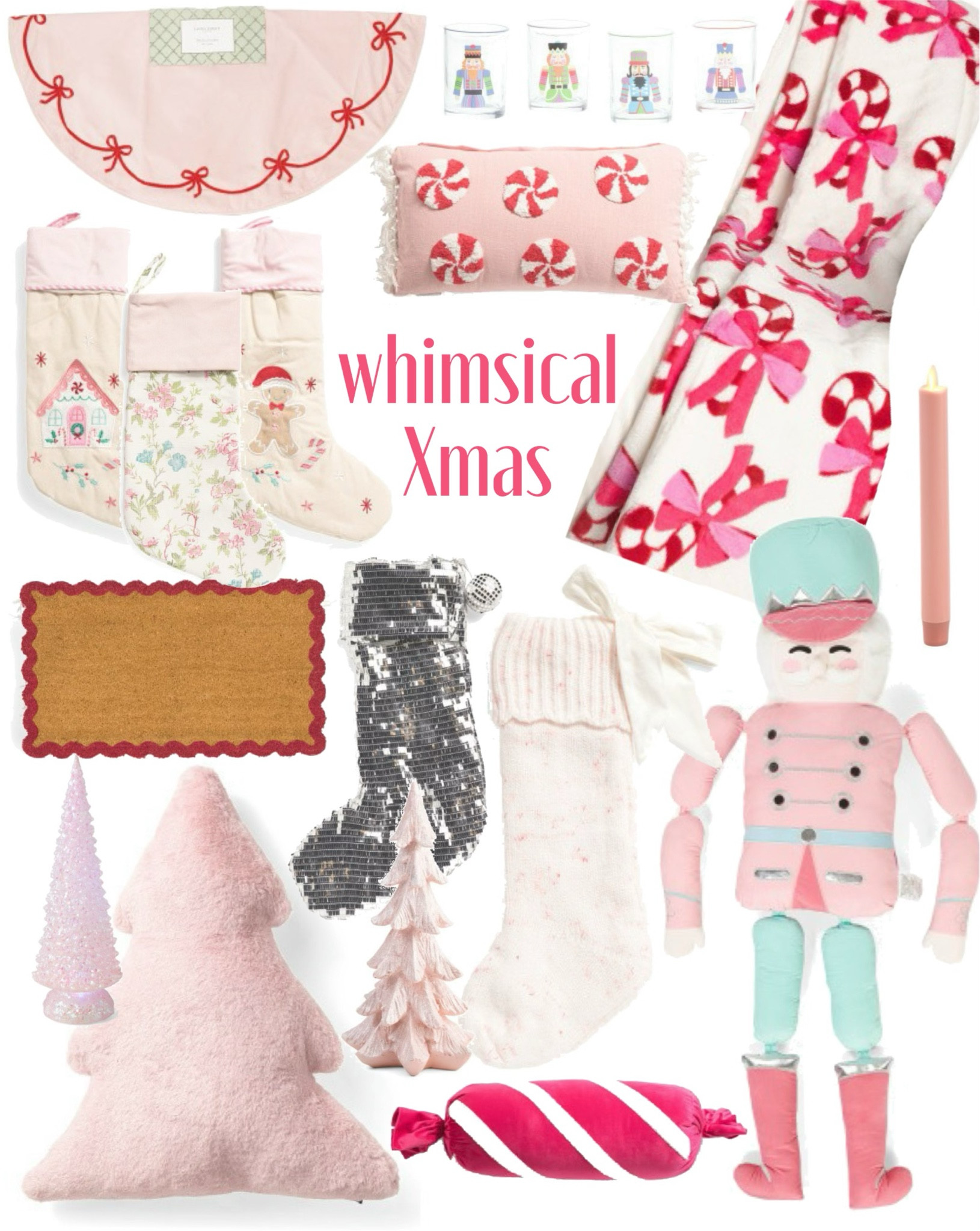 Whimsical pink Christmas decor from TJ Maxx, and Marshalls