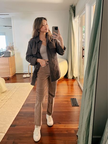 A cozy brown fall #OOTD for a fun girls day! 

#fall
#fallfashion
#fallstyle
#falloutfit
#madewell
#everlane
#freepeople
#sneakers
#whitesneakers
#shacket 

#LTKstyletip #LTKSeasonal #LTKworkwear