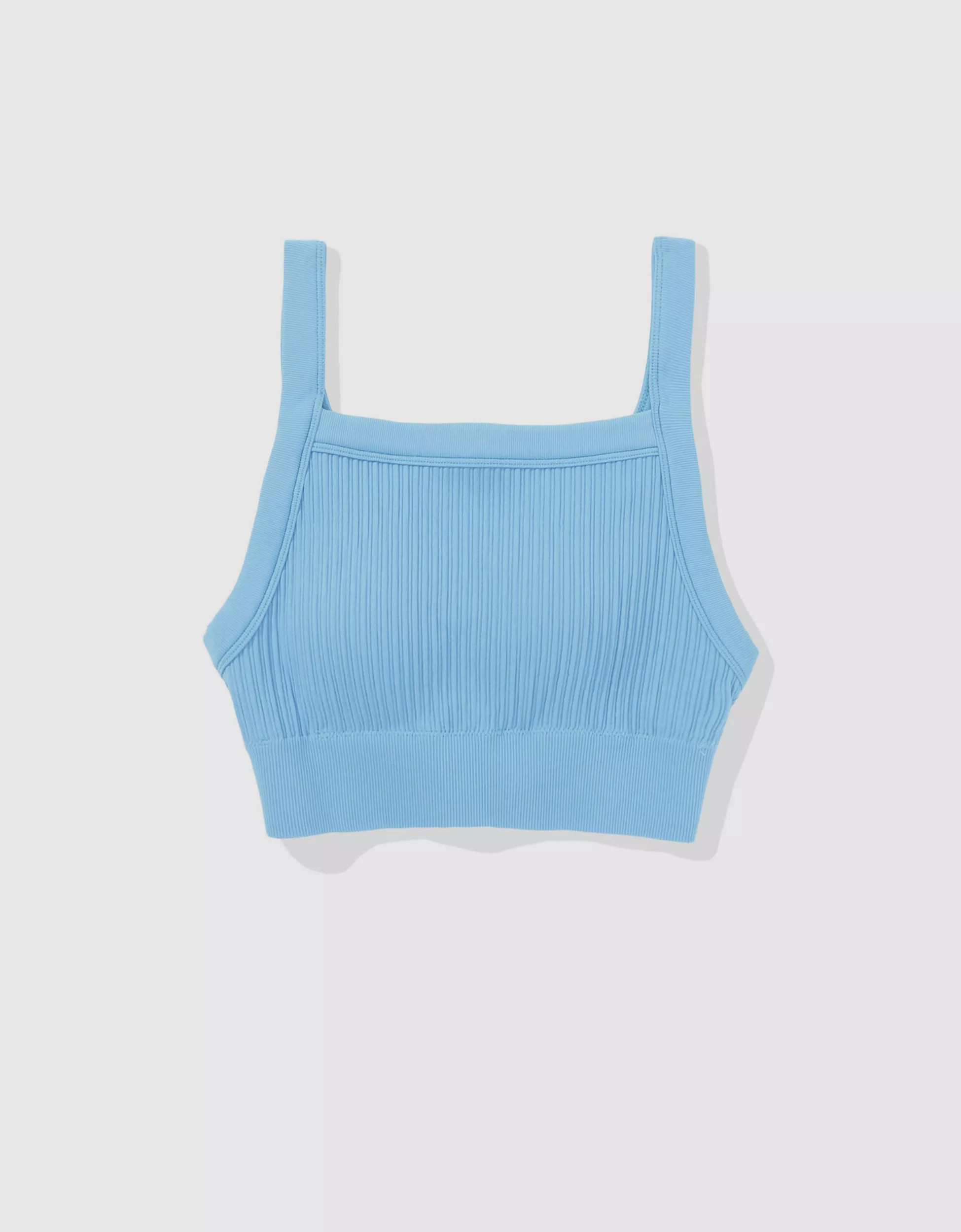Aerie Ribbed Seamless High Neck Longline Bralette | Aerie