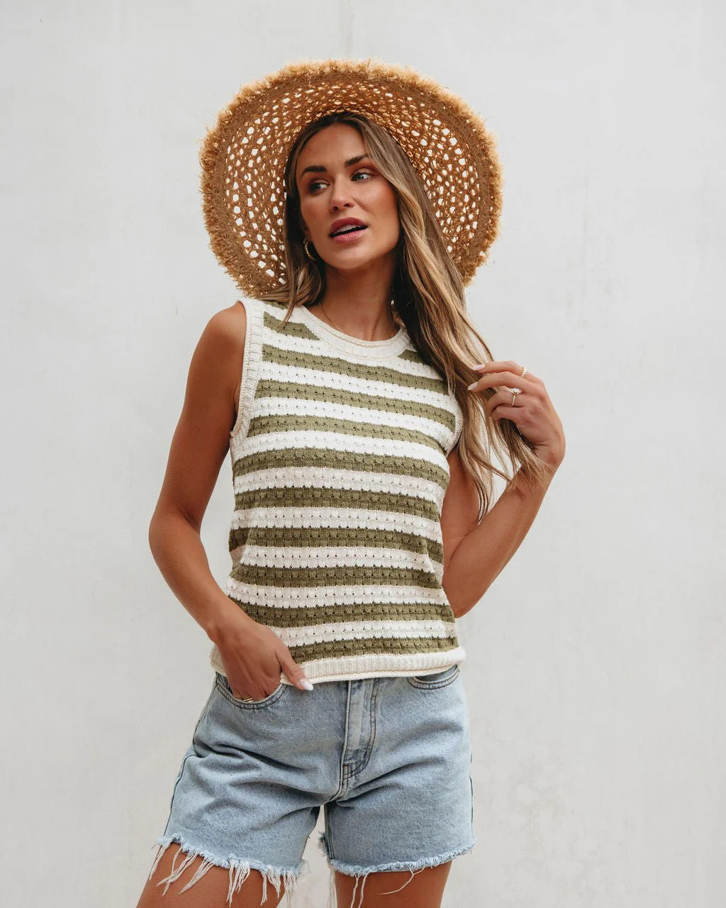 Olive Striped Sweater Tank Top | Magnolia Boutique