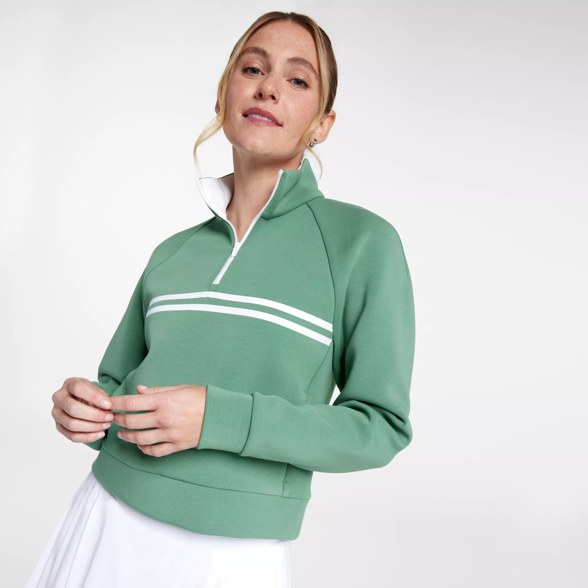 CALIA Women's Soft Scuba Golf Striped 1/4 Zip, XXL, Dark Green | DICK'S Sporting Goods