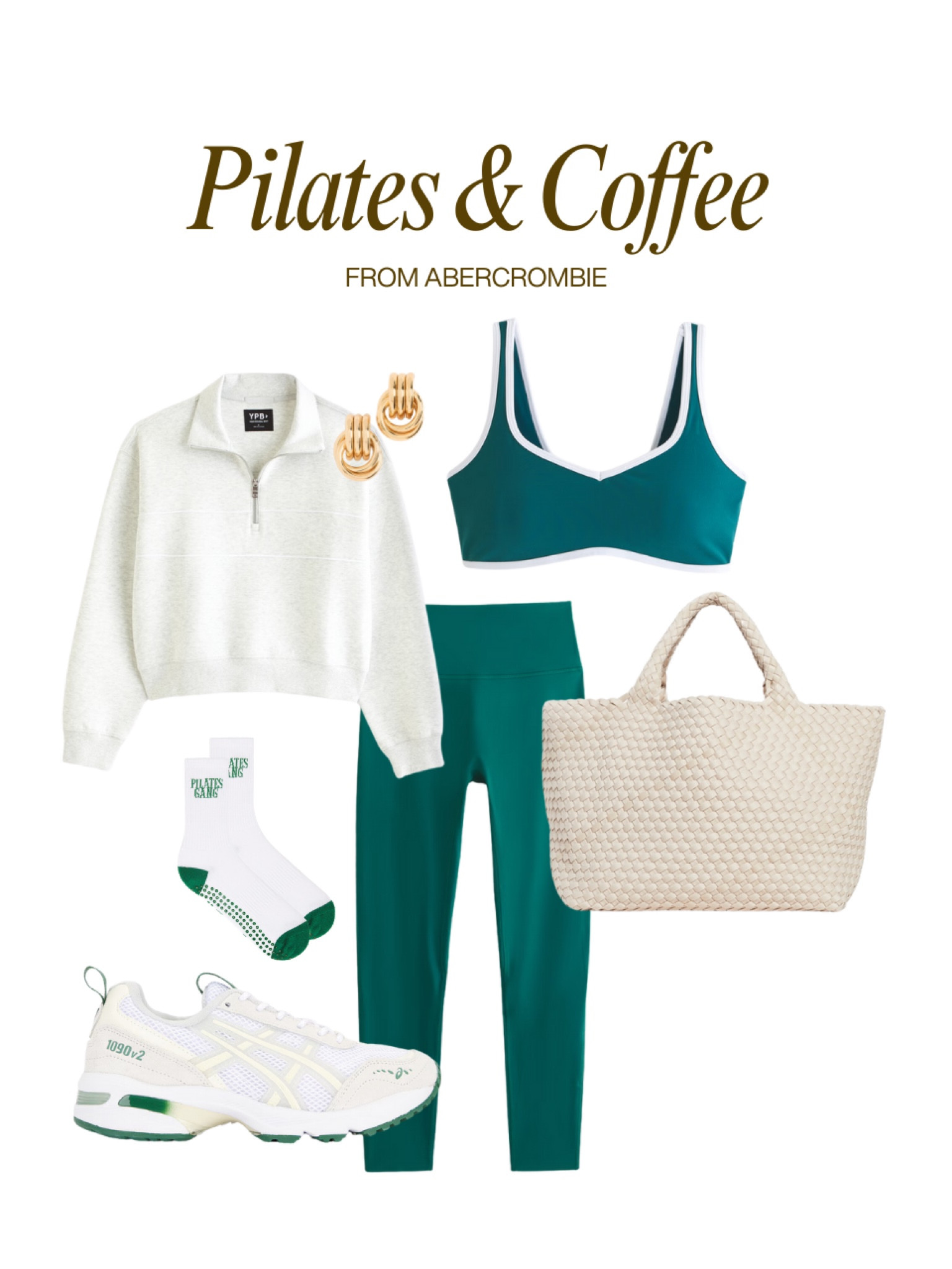 pilates outfit idea 🩰 activewear set, summer activewear, tote bag, gym bag, quarter zip, pilates socks, sneakers, white tennis shoes 

#LTKFindsUnder100 #LTKActive #LTKFindsUnder50