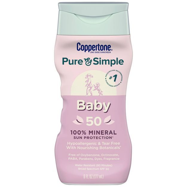 Coppertone Pure & Simple Baby Mineral Sunscreen - SPF 50 - 6 fl oz | Target