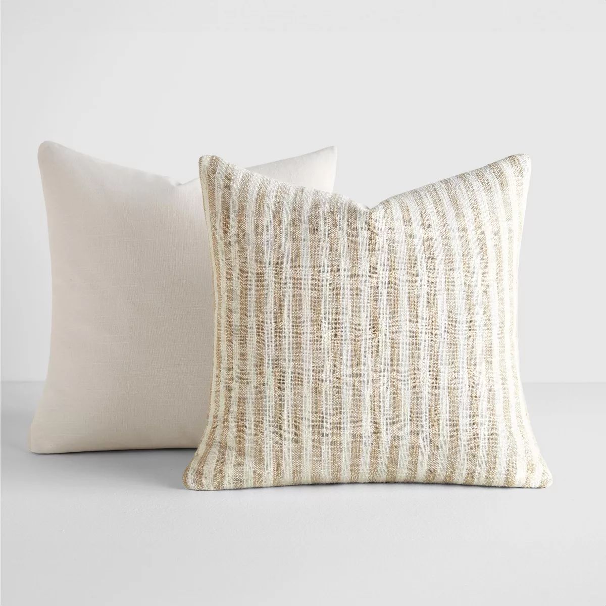 2-Pack Yarn-Dyed Patterns Natural Throw Pillows in Yarn-Dyed Bengal Stripe & Solid - Becky Camero... | Target