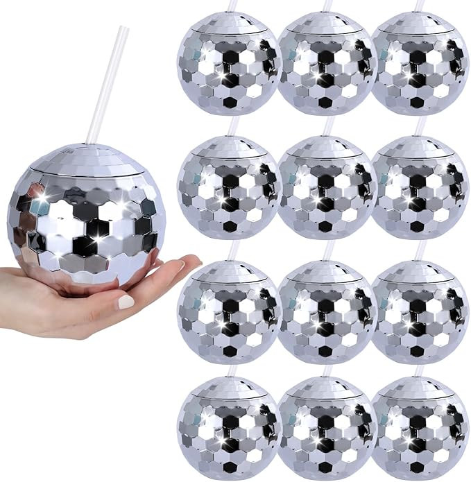 tchrules 12 PCS Disco Ball Cups, Reusable Tumbler Disco Flash Bachelorette Party Cup Decorations ... | Amazon (US)