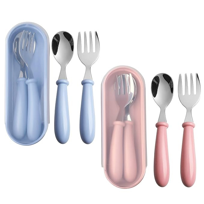 4 Pcs Toddler Utensils, Toddler Forks and Spoons,stainless Steel Baby Utensils Baby Silverware Se... | Amazon (US)