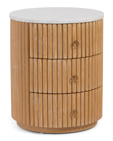 20x24 Round 3 Drawer Side Table With Marble Top | TJ Maxx