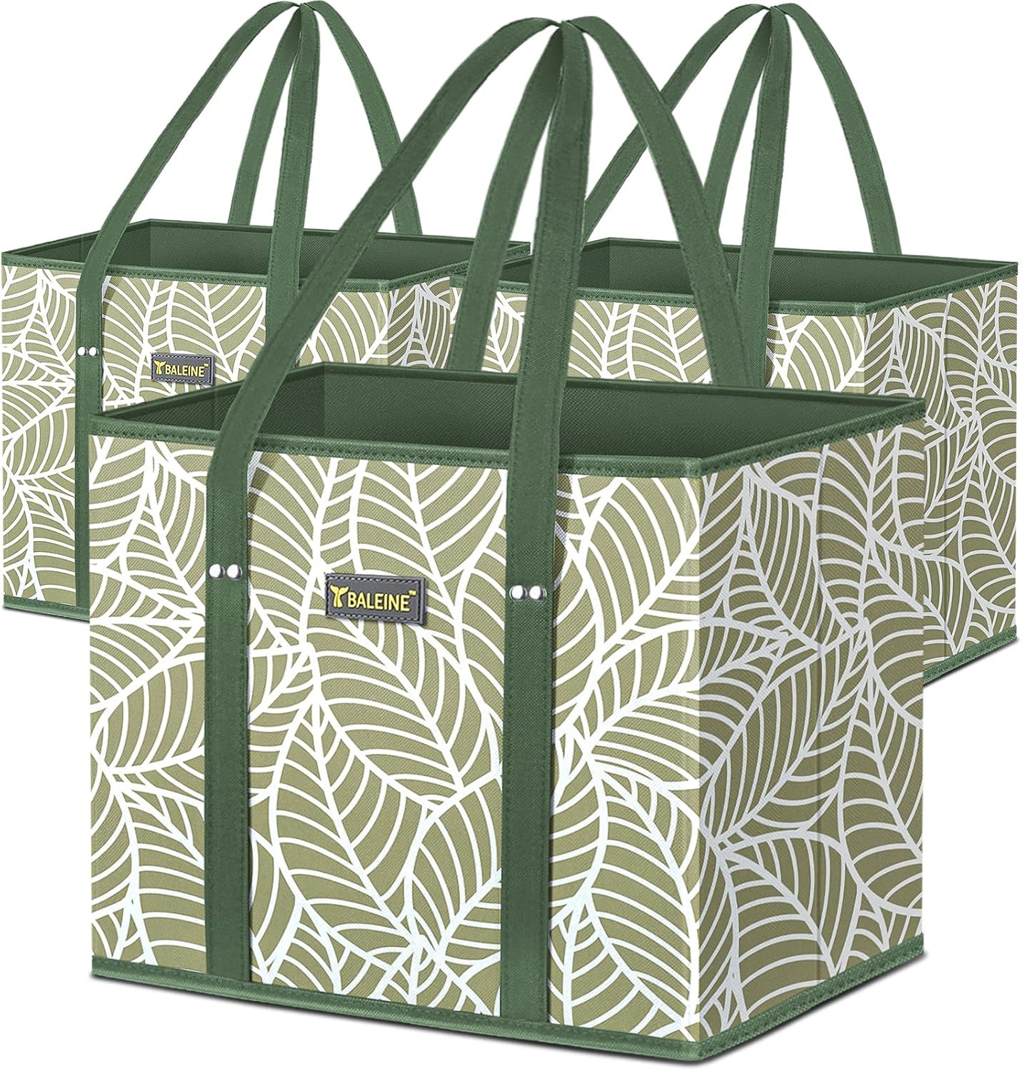 BALEINE 3Pk Reusable Grocery Bags, Foldable Shopping Bags for Groceries with Reinforced Bottom & ... | Amazon (US)