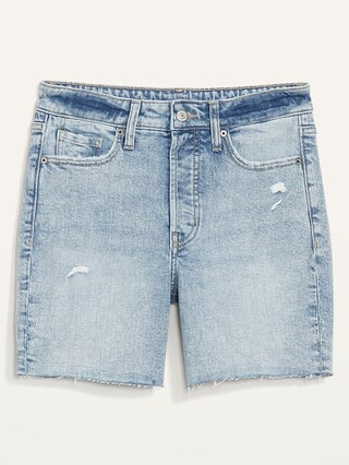 High-Waisted Button-Fly O.G. Straight Ripped Cut-Off Jean Shorts for Women -- 5-inch inseam | Old Navy (US)