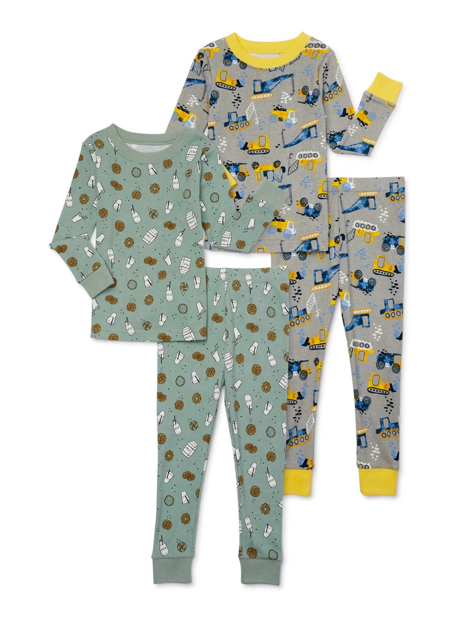 Wonder Nation Toddler Long-Sleeve Pant Set Snug-Fit Cotton Pajamas, 4-Piece, Sizes 12M-5T | Walmart (US)