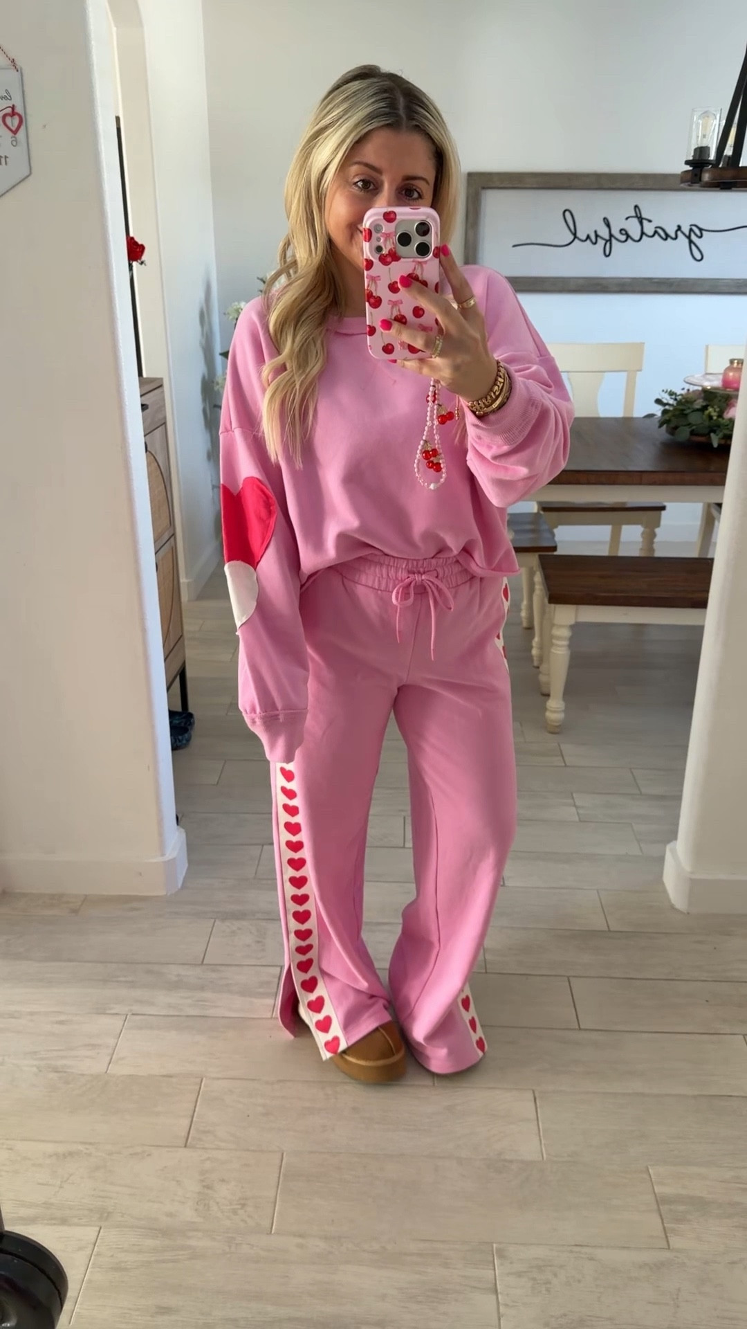 Cute comfy outfit
Med heart  sweater 
Small pants 
Uggs tts
Valentine’s day outfit 

#LTKFindsUnder50 #LTKFindsUnder100 #LTKootd