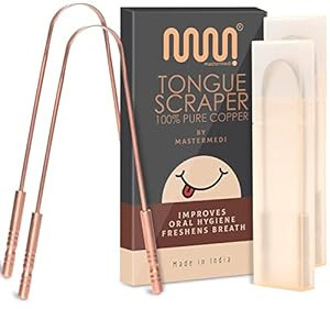 MasterMedi Copper Tongue Scraper with Case (2 Pack) - Natural & Ayurvedic Tongue Scrubber for Bad... | Amazon (US)