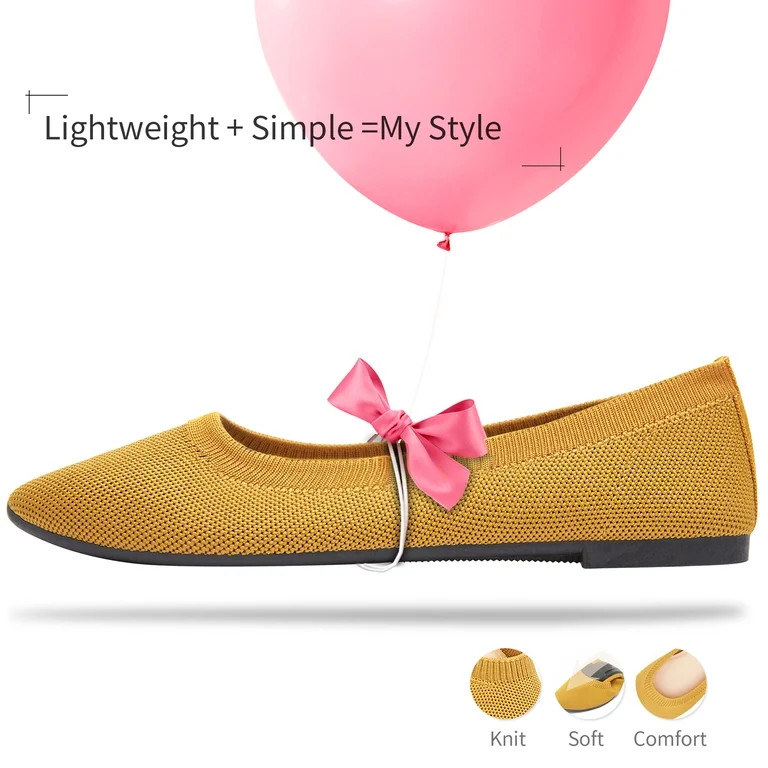 Women's Fashion Ballet Flats Pointy Toe Flats Mesh Casual Shoes for Women Slip on Shoes(Yellow,US... | Walmart (US)